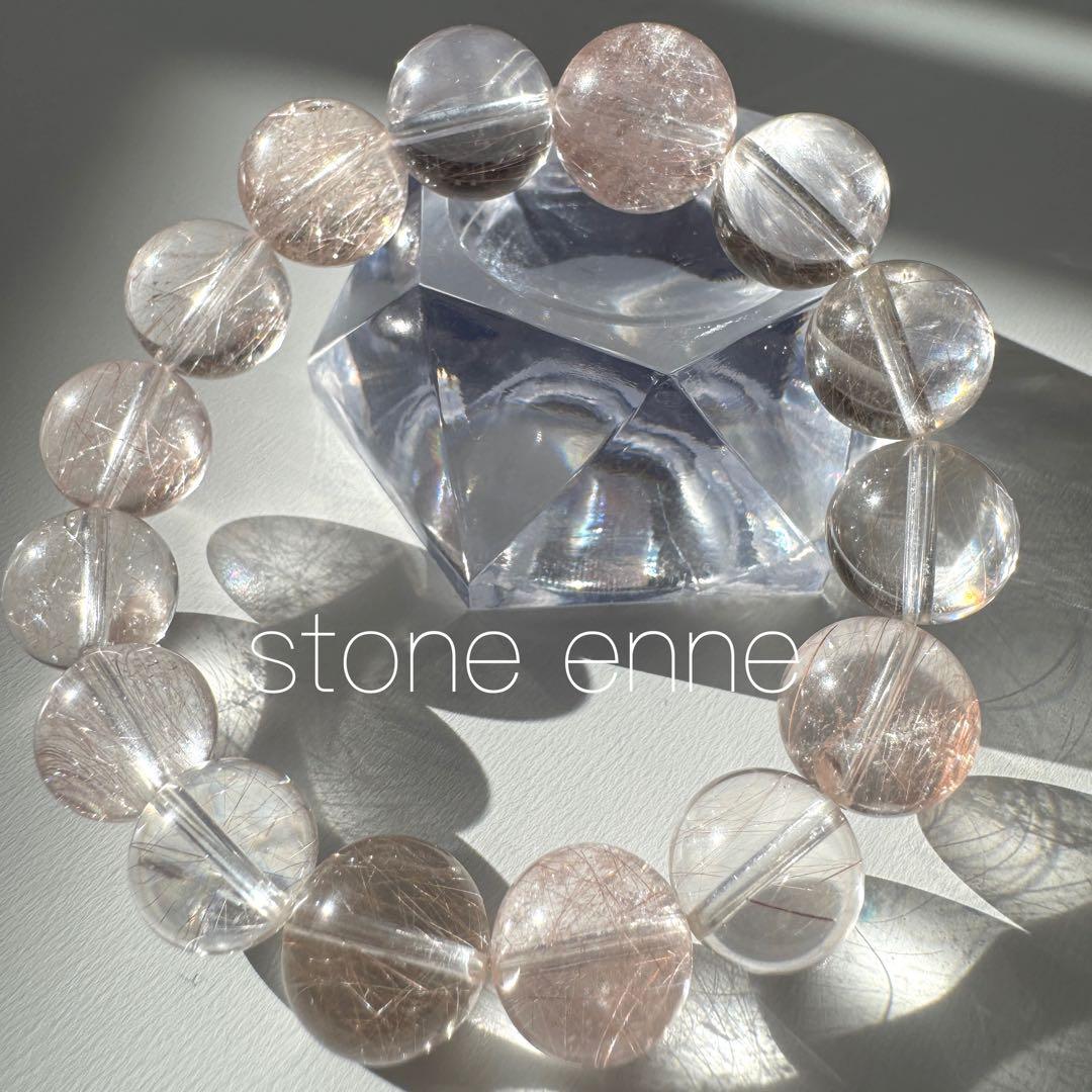 一点物　天然石　ハンドメイドブレス　ピンクサゲニティッククォーツ　ピンクサゲ　②