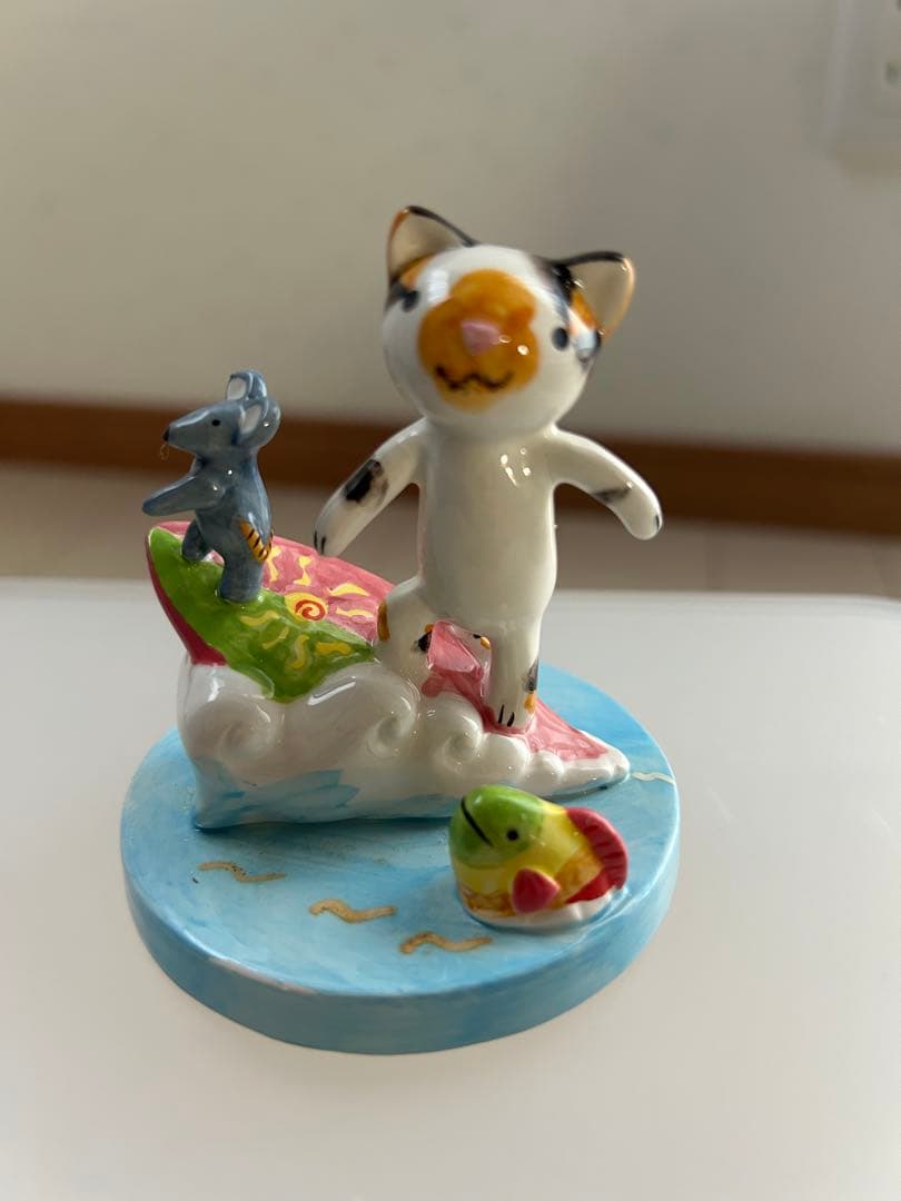 陶器製 猫とねずみの置物９個＋おまけ１個 ベルメゾン