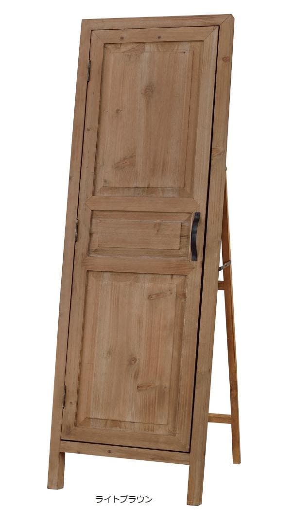 ドア型ミラー☆ライトブラウン　ミラー　ドアミラー　スタンドミラー　壁掛け　姿見
