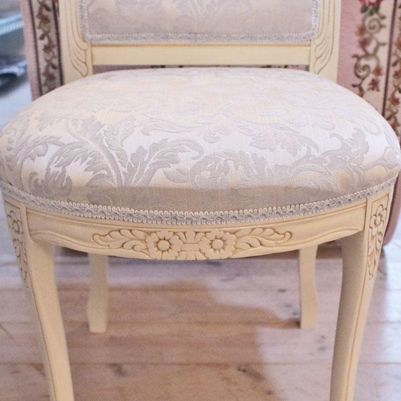 背付スツール ブルー ファブリック 猫脚 補助椅子 オットマン 222-1459