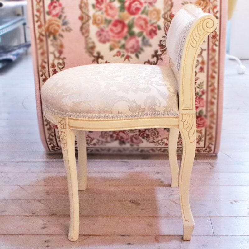 背付スツール ブルー ファブリック 猫脚 補助椅子 オットマン 222-1459