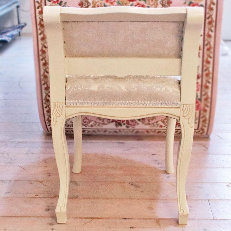 背付スツール ブルー ファブリック 猫脚 補助椅子 オットマン 222-1459