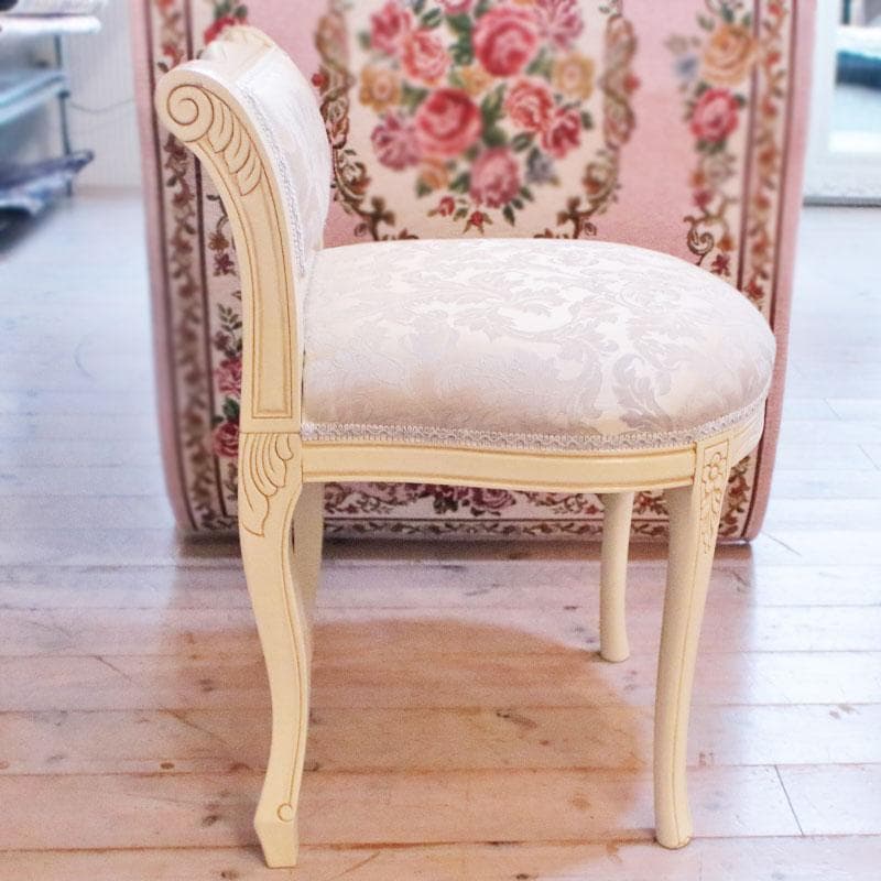 背付スツール ブルー ファブリック 猫脚 補助椅子 オットマン 222-1459