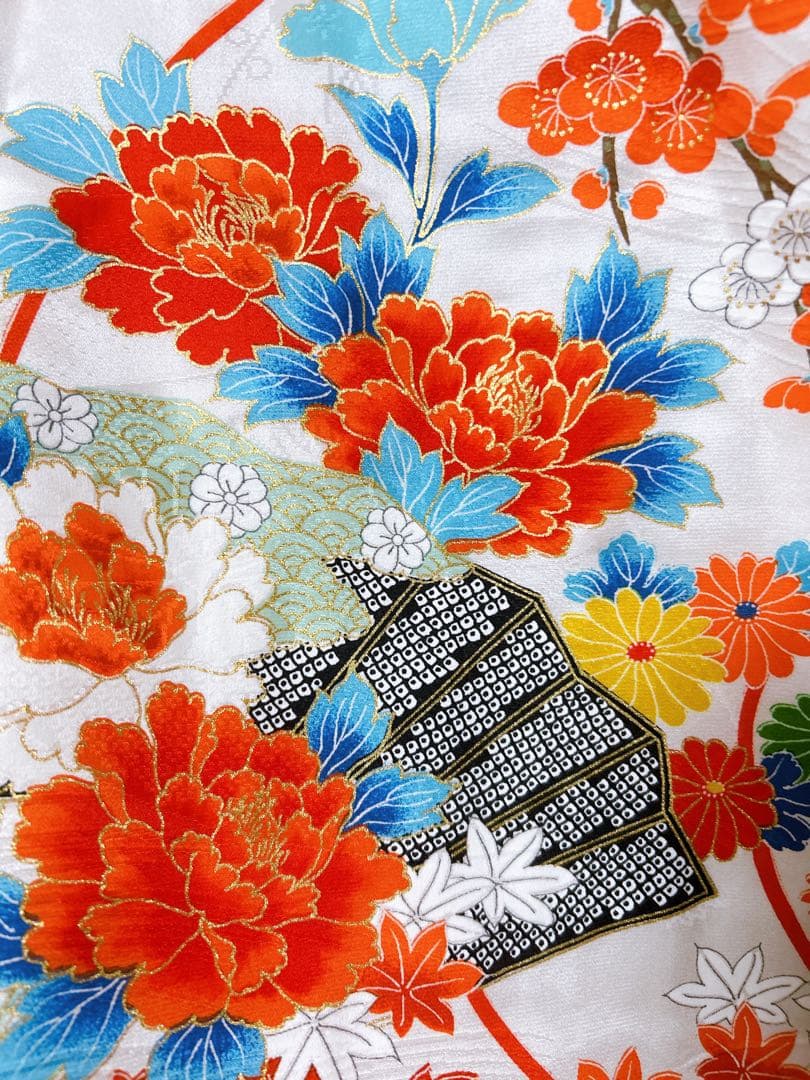 正絹レトロ着物♡七五三　7歳　女の子　フルセット　一式　白系