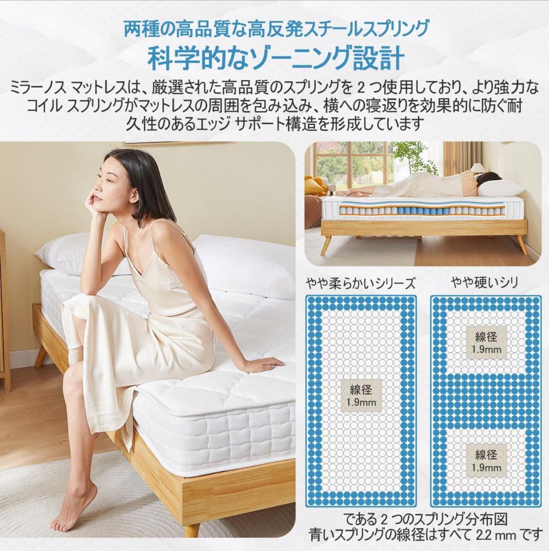 【新品】MIRANOS マットレス 180N 高反発 セミダブル やや硬い