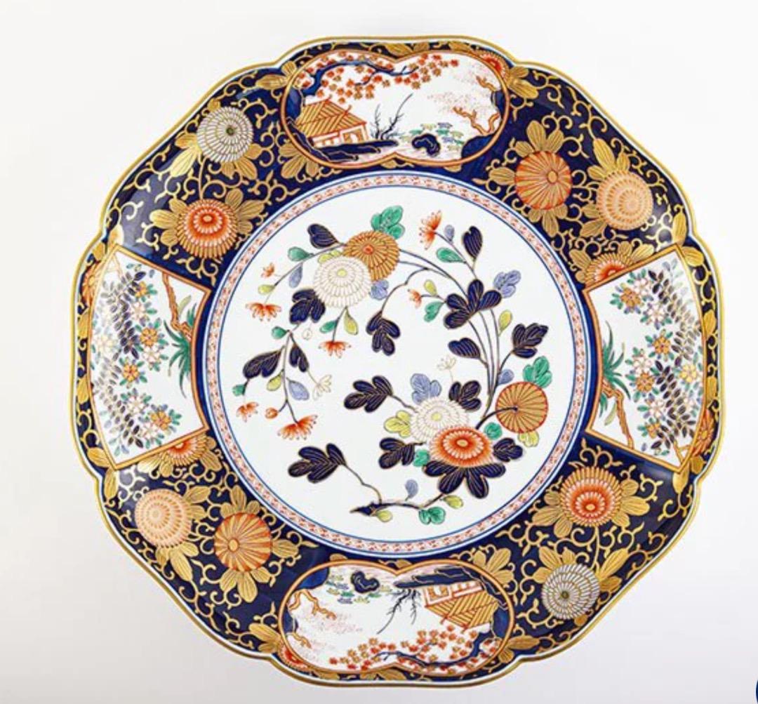 再値下げ　新品　有田焼　琳派古伊万里様式　盛皿　木箱入　直径39cm　其泉窯