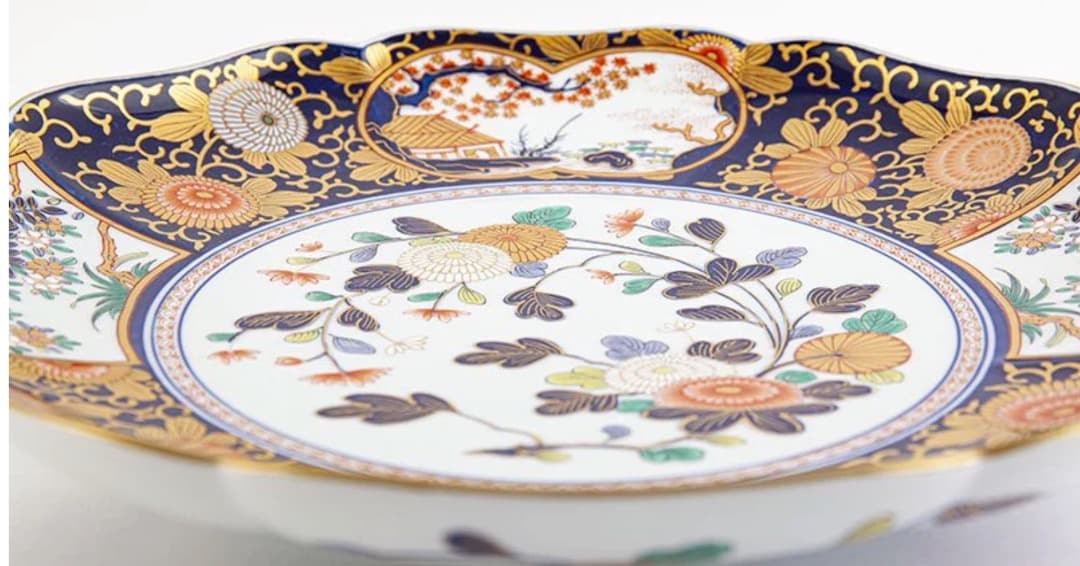 再値下げ　新品　有田焼　琳派古伊万里様式　盛皿　木箱入　直径39cm　其泉窯