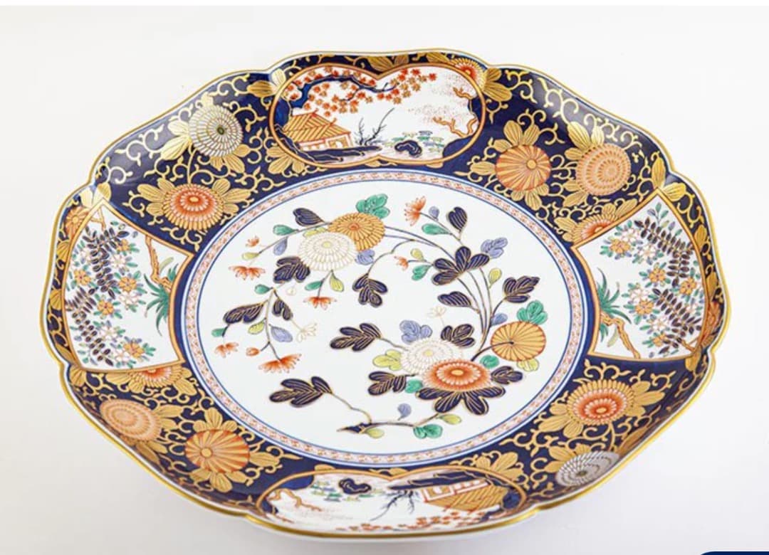 再値下げ　新品　有田焼　琳派古伊万里様式　盛皿　木箱入　直径39cm　其泉窯
