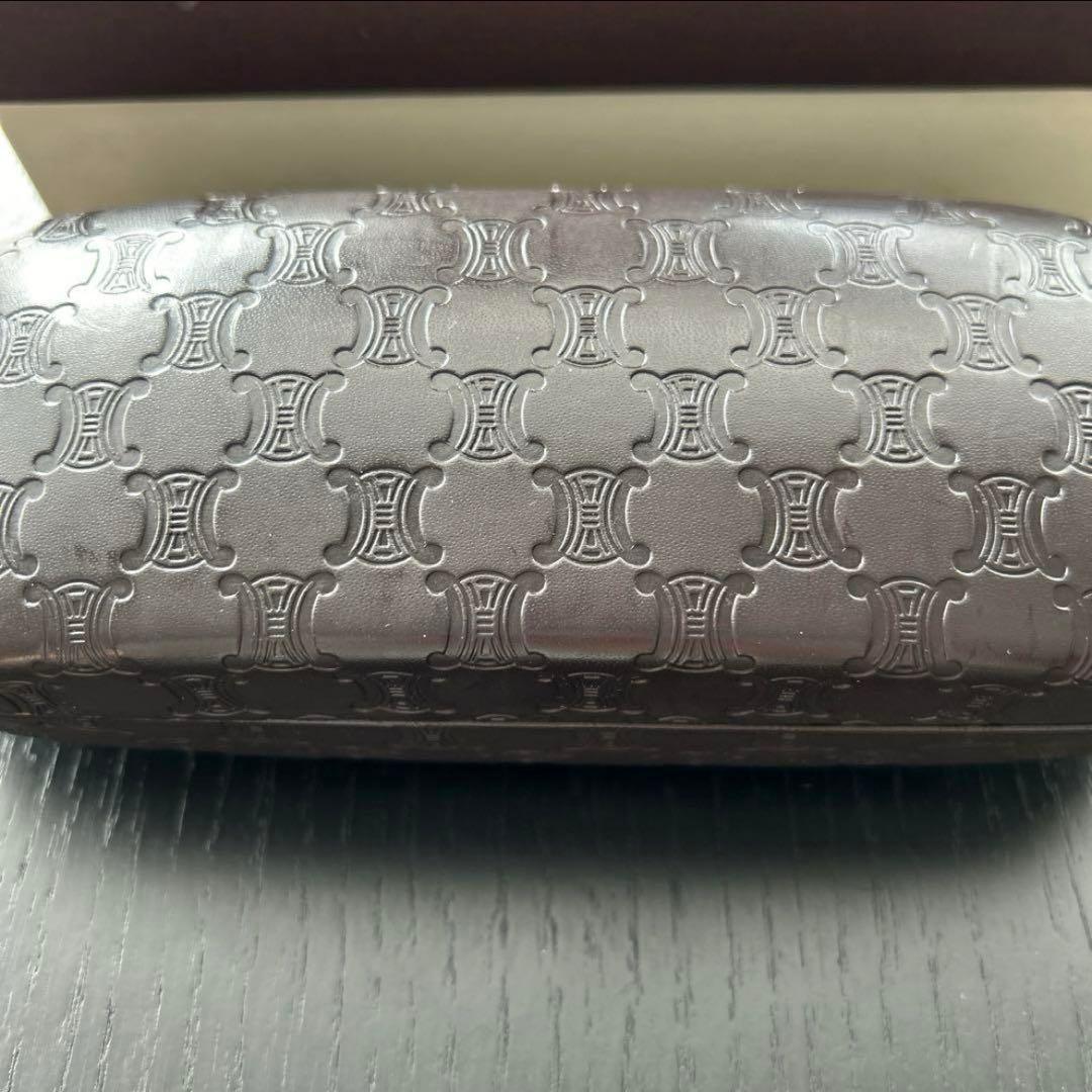 ⭐︎専用⭐︎ セリーヌ　眼鏡ケース　レザー　マカダム柄 トリオンフ　ダークブラウン