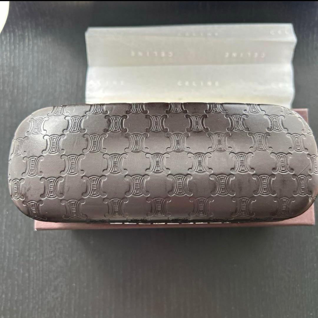 ⭐︎専用⭐︎ セリーヌ　眼鏡ケース　レザー　マカダム柄 トリオンフ　ダークブラウン