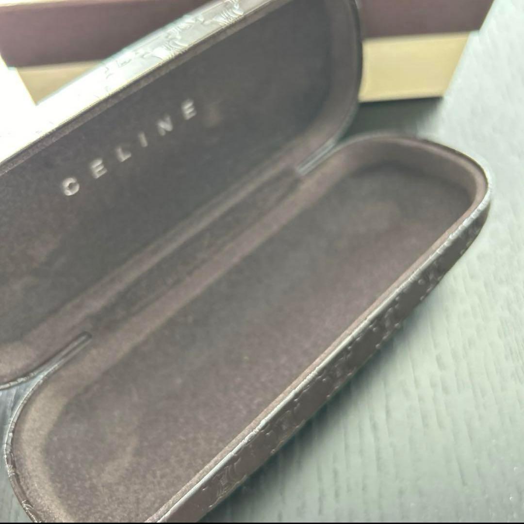 ⭐︎専用⭐︎ セリーヌ　眼鏡ケース　レザー　マカダム柄 トリオンフ　ダークブラウン