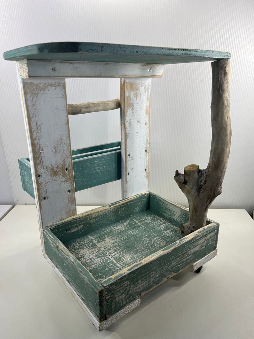 ③サイドテーブルワゴン 流木インテリア リメイク家具 DIY ハンドメイド