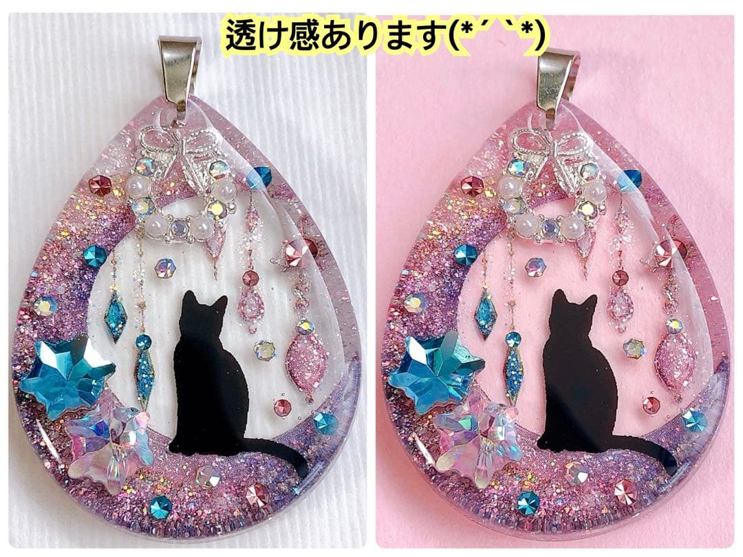 同梱値引100円❤️No.2416 レジン ペンダントトップ 猫 ネコ ねこ ♡