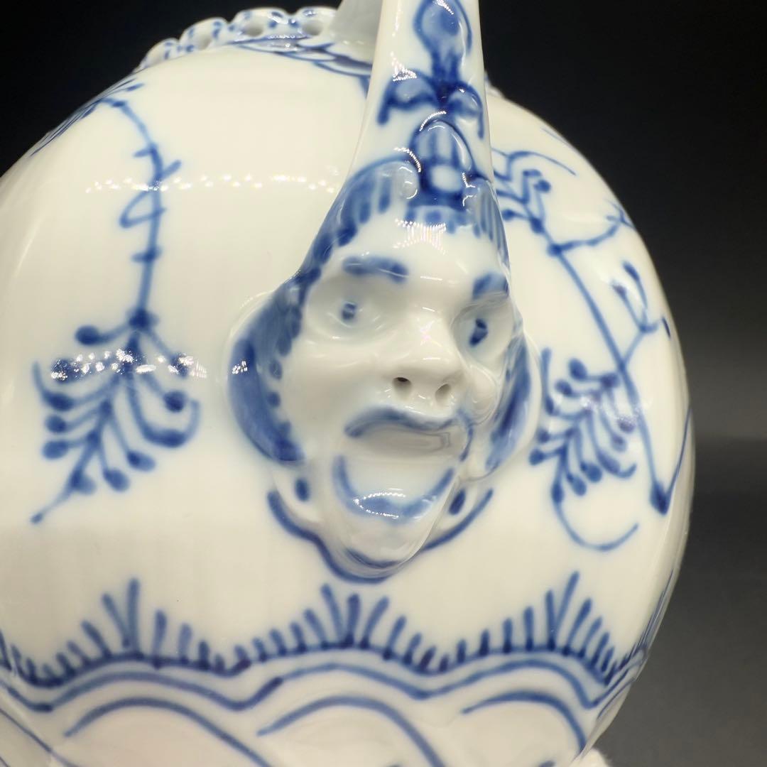 ロイヤルコペンハーゲン ブルーフルーテッド フルレース 顔付 ティーポット