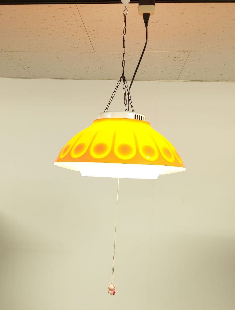 昭和レトロ オレンジ ペンダントライト 天井照明 蛍光灯 2灯式