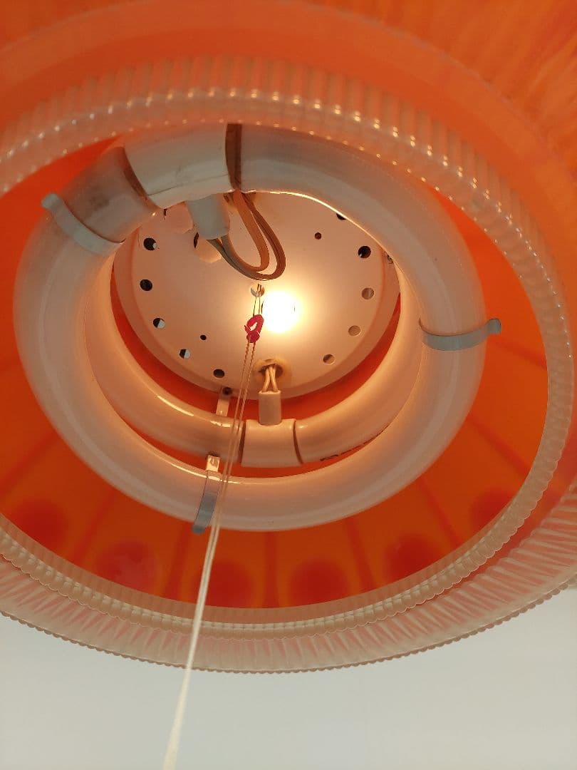 昭和レトロ オレンジ ペンダントライト 天井照明 蛍光灯 2灯式