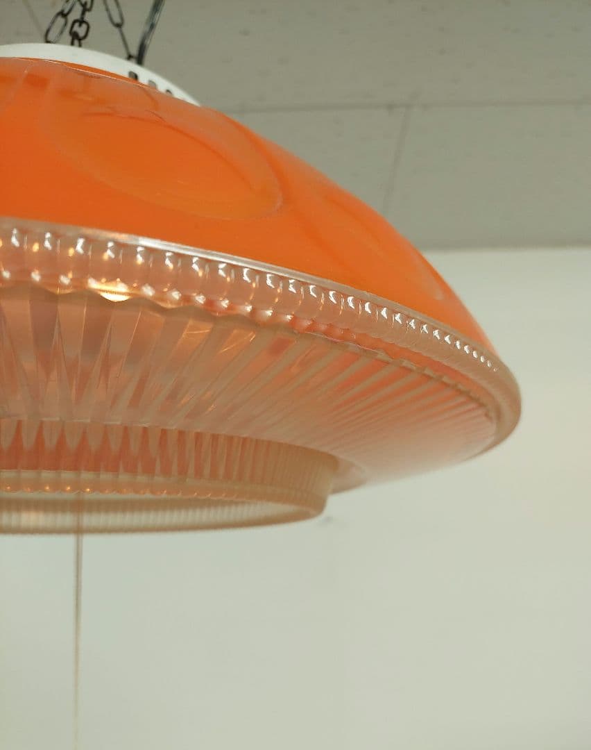 昭和レトロ オレンジ ペンダントライト 天井照明 蛍光灯 2灯式
