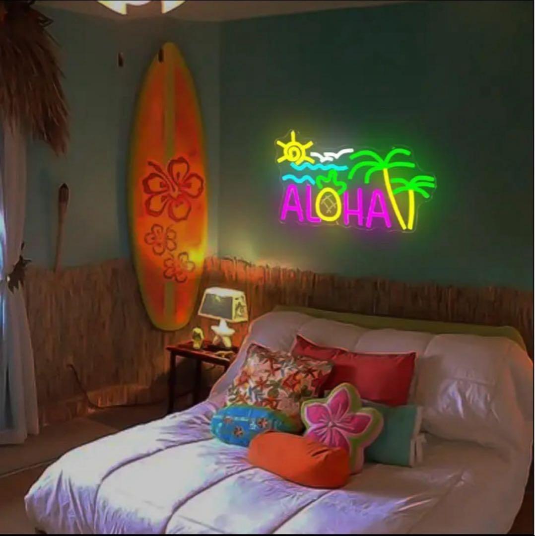 ALOHA ネオン LED サインライト ハワイ風 インテリア 照明 壁掛け