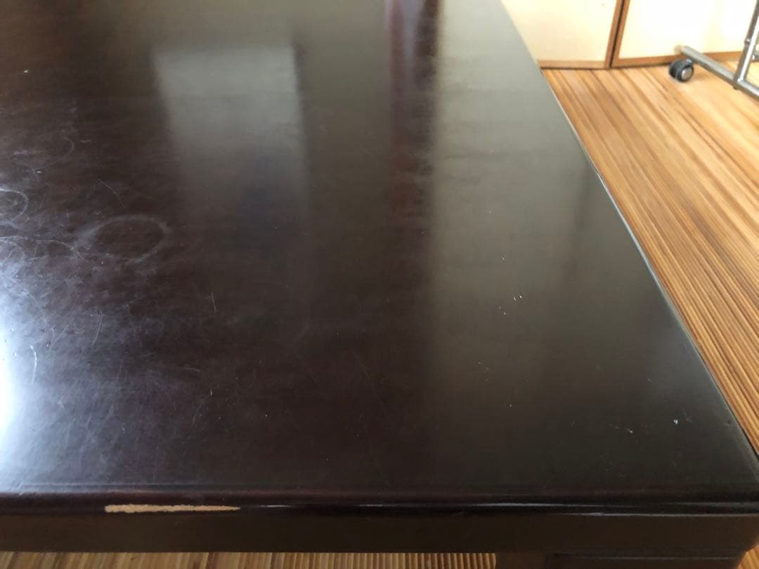 和モダン　テーブル　座卓　1.2M 正方形　濃茶