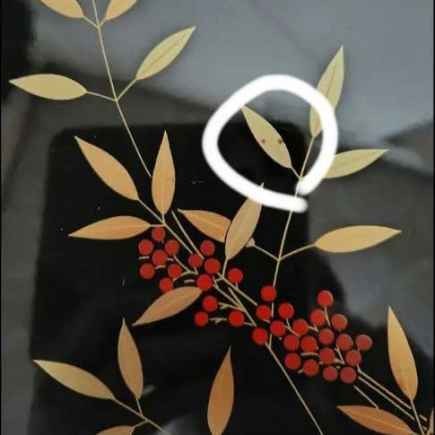 会津塗り漆器 　重箱 黒と赤葉模様