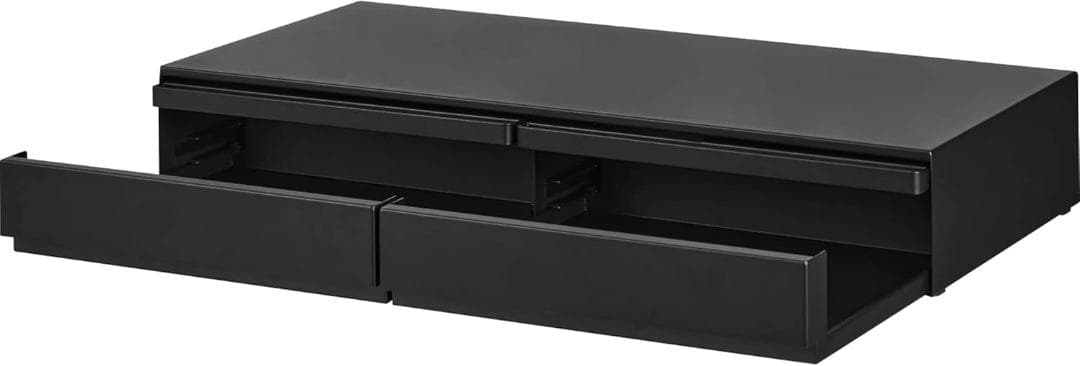 【ゆー】tower キッチン家電下引き出し＆スライドテーブル W80 黒