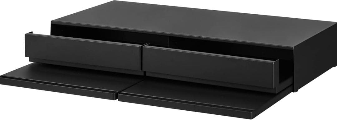 【ゆー】tower キッチン家電下引き出し＆スライドテーブル W80 黒