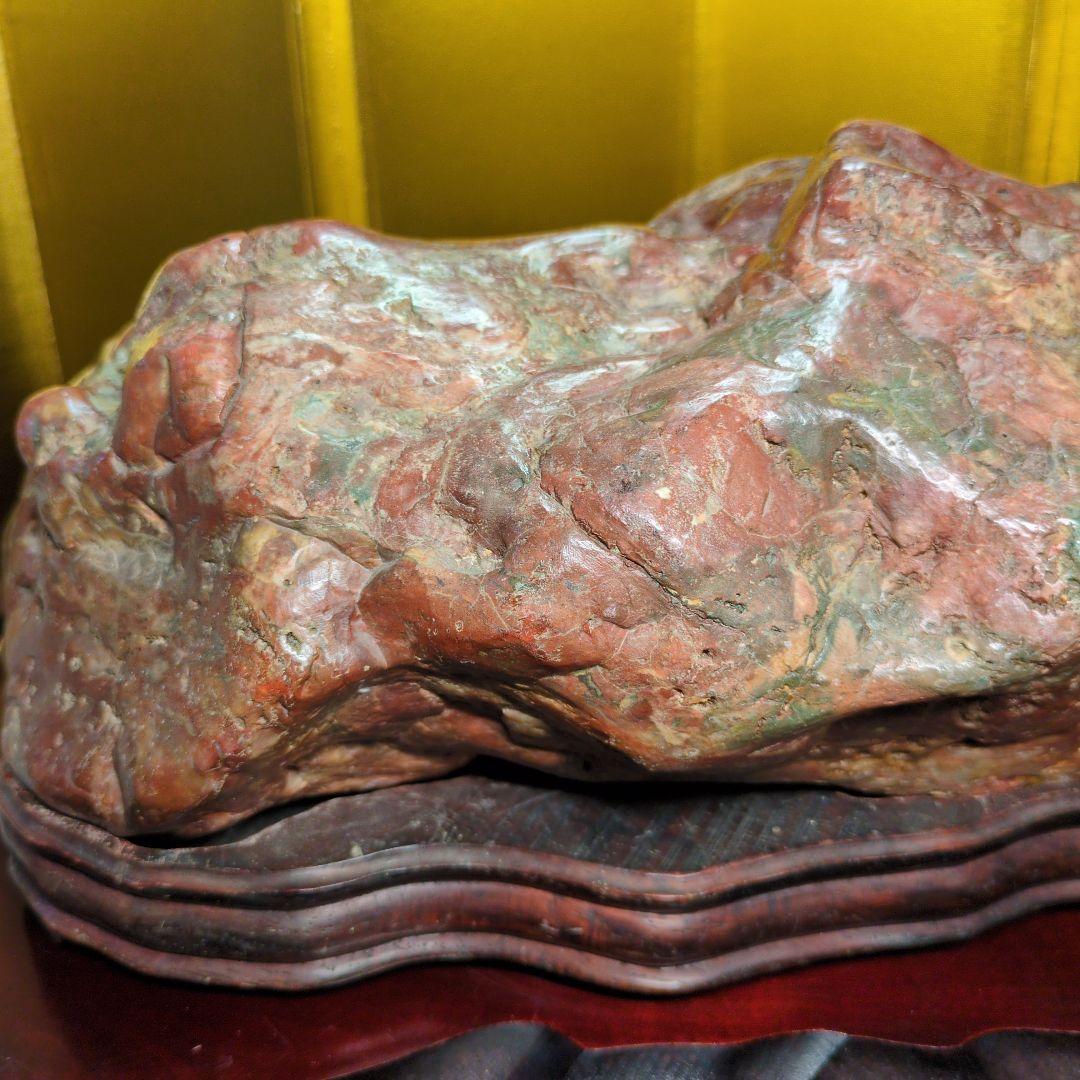 佐渡赤玉金鉱石 約6.4kg 天然石 自然石 鑑賞石 木製台座付 超希少 レア