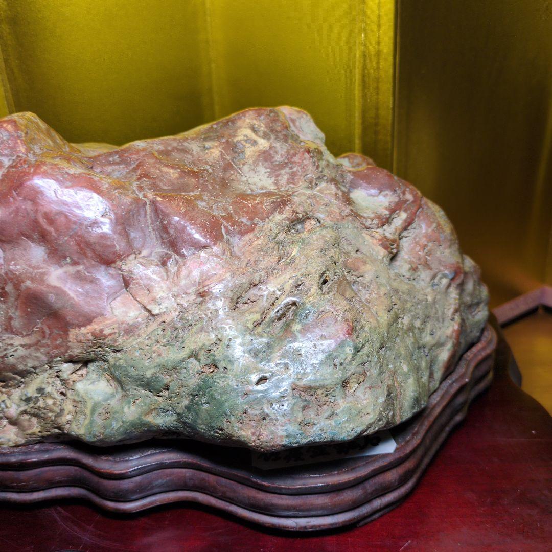 佐渡赤玉金鉱石 約6.4kg 天然石 自然石 鑑賞石 木製台座付 超希少 レア