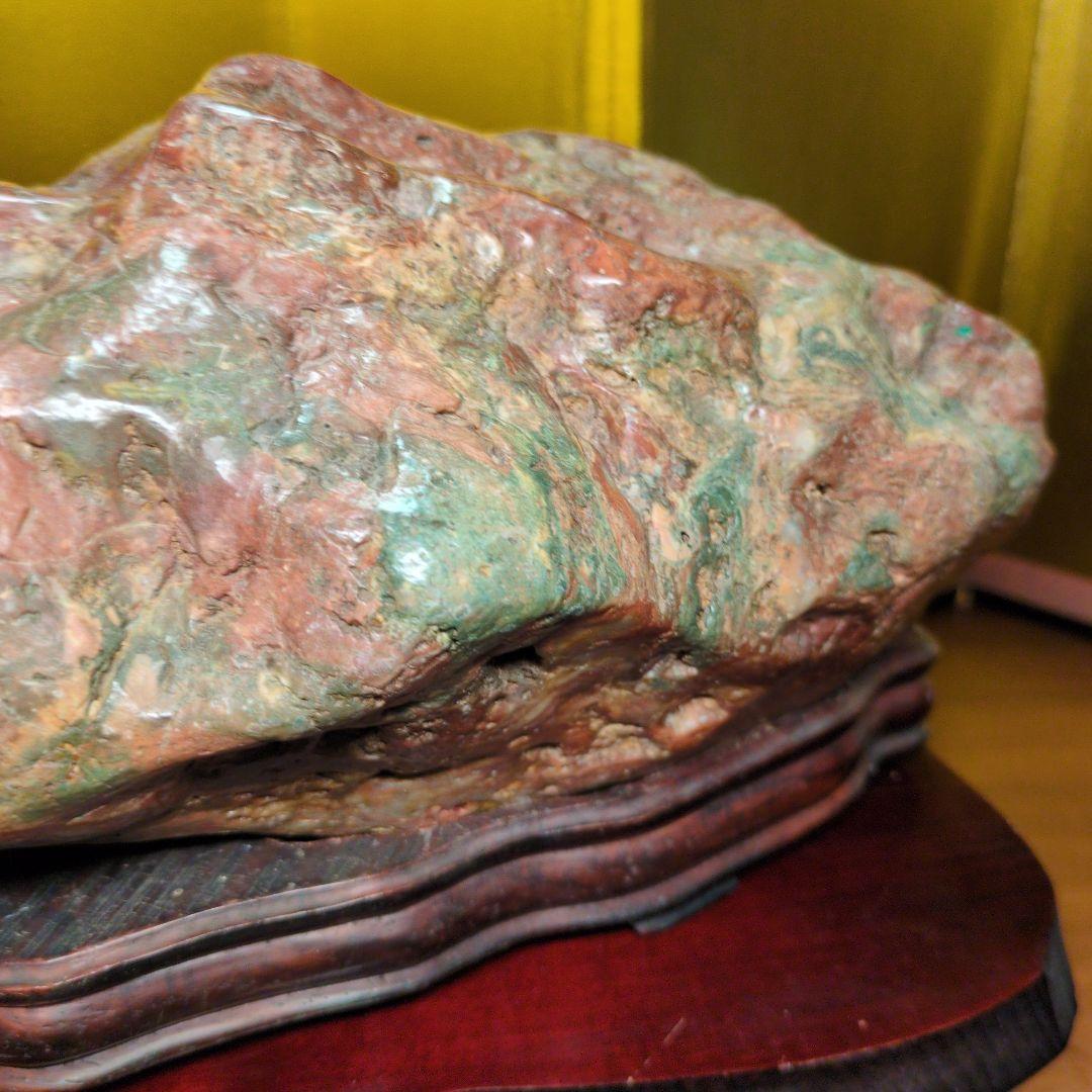 佐渡赤玉金鉱石 約6.4kg 天然石 自然石 鑑賞石 木製台座付 超希少 レア