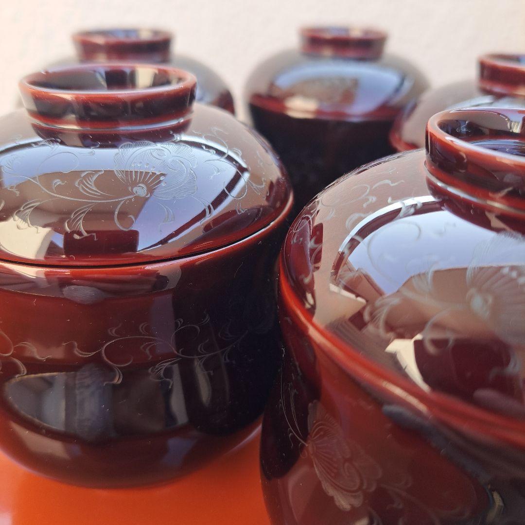 【輪島塗　五島屋謹製　小吸物椀×5客】布着本堅地　沈黒　西村国峰作　 共箱なし