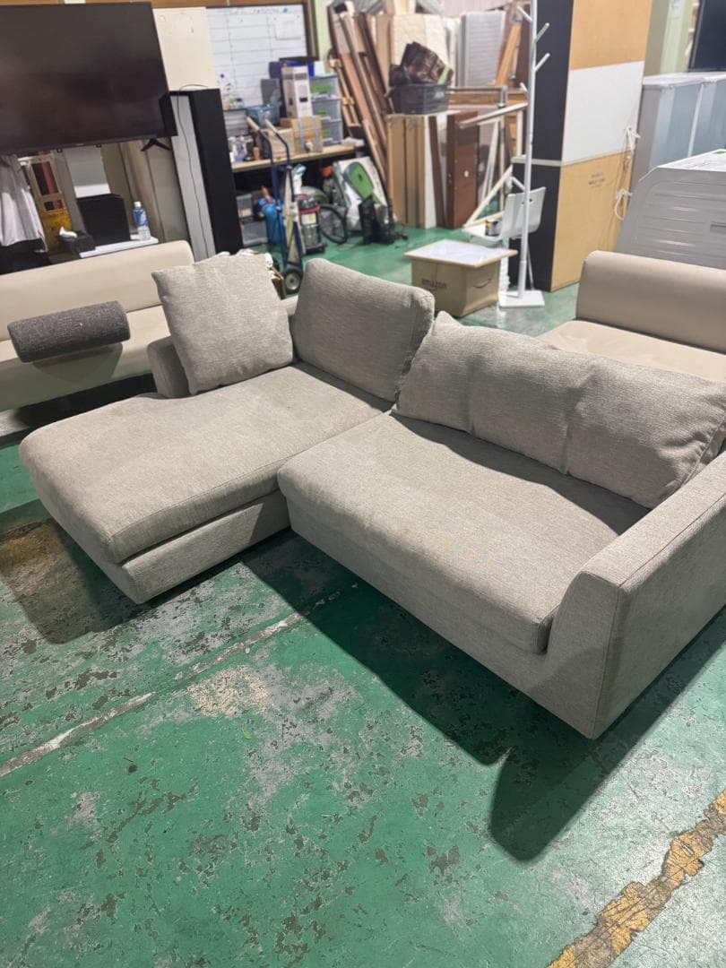 L字型グレーソファ　ファブリック 186