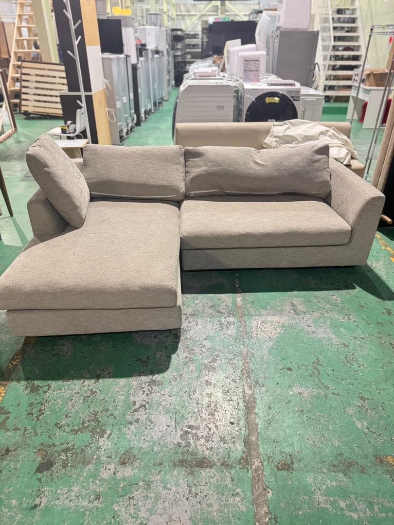 L字型グレーソファ　ファブリック 186