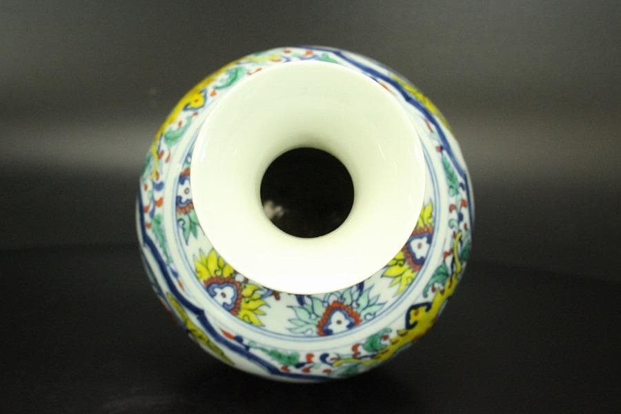 中国美術 色絵 花瓶(ZE721) - メルカリ