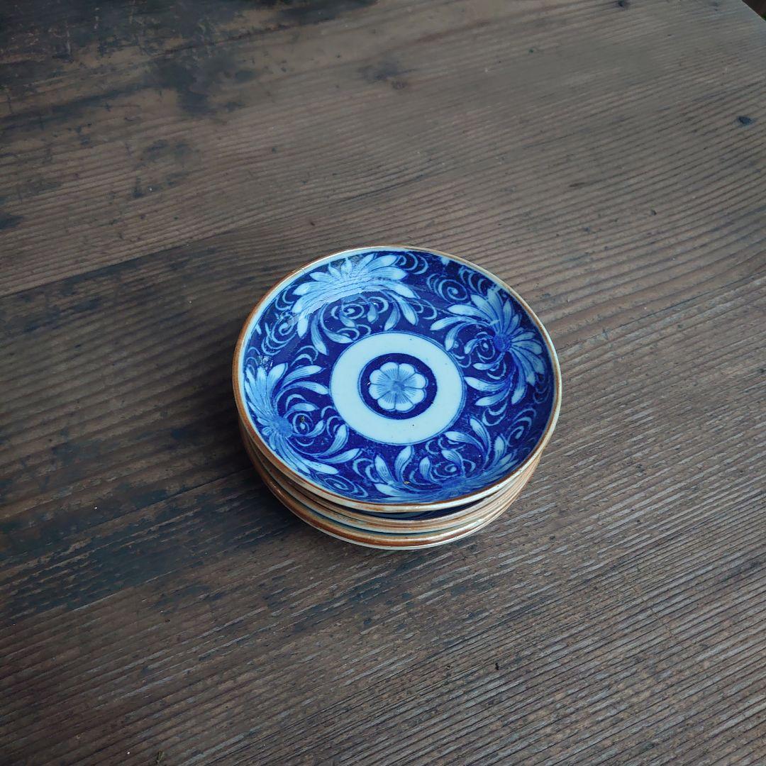 【ご成約】宙吹きガラス クランベリー色の螺旋の氷コップ と骨董の器 おまとめ