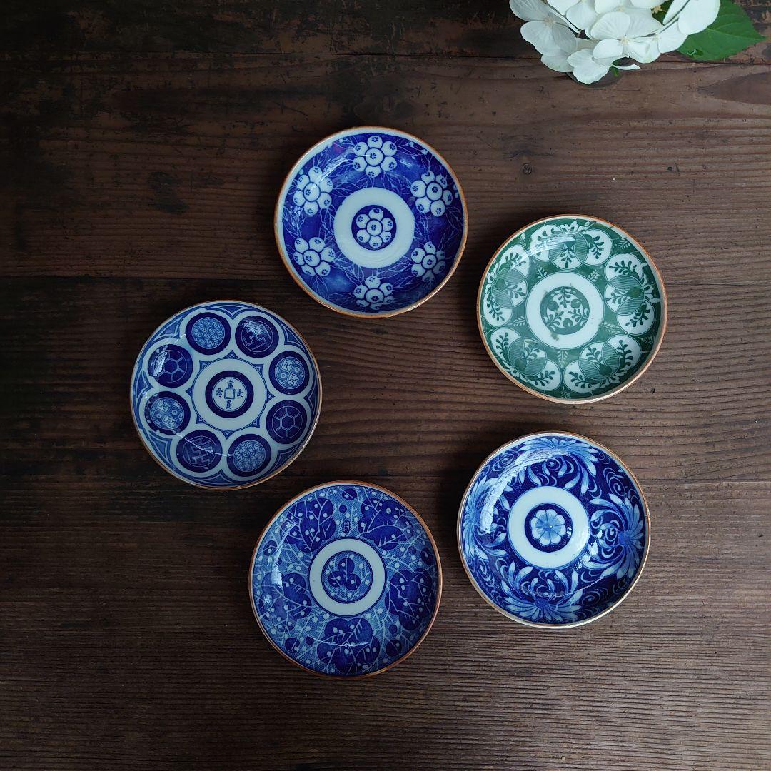 【ご成約】宙吹きガラス クランベリー色の螺旋の氷コップ と骨董の器 おまとめ