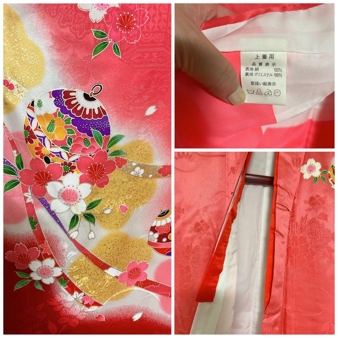 【中古】七五三着物セット 3歳　正絹 昭和レトロ　正月