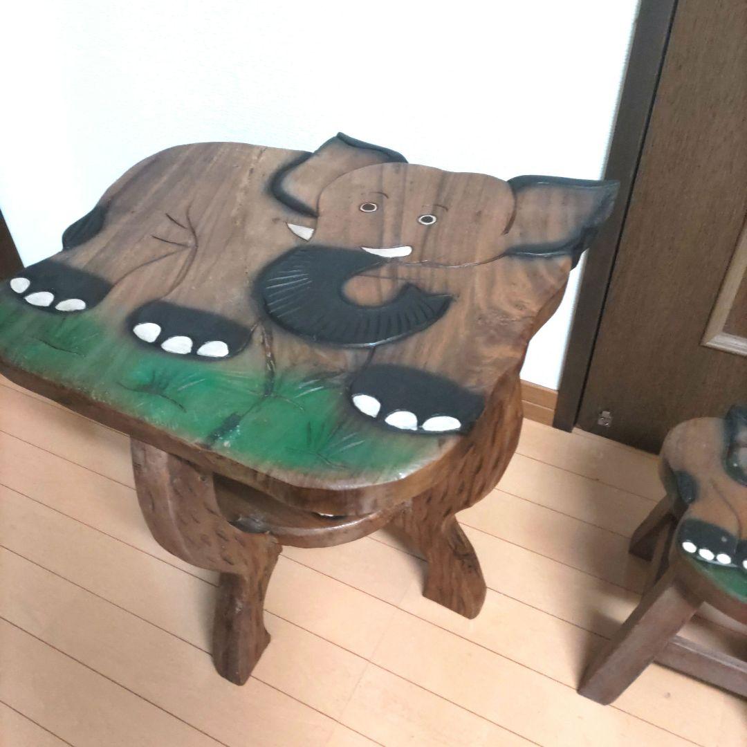 【激レア・激安】WYBW スツール と テーブル の セット 手彫り 像