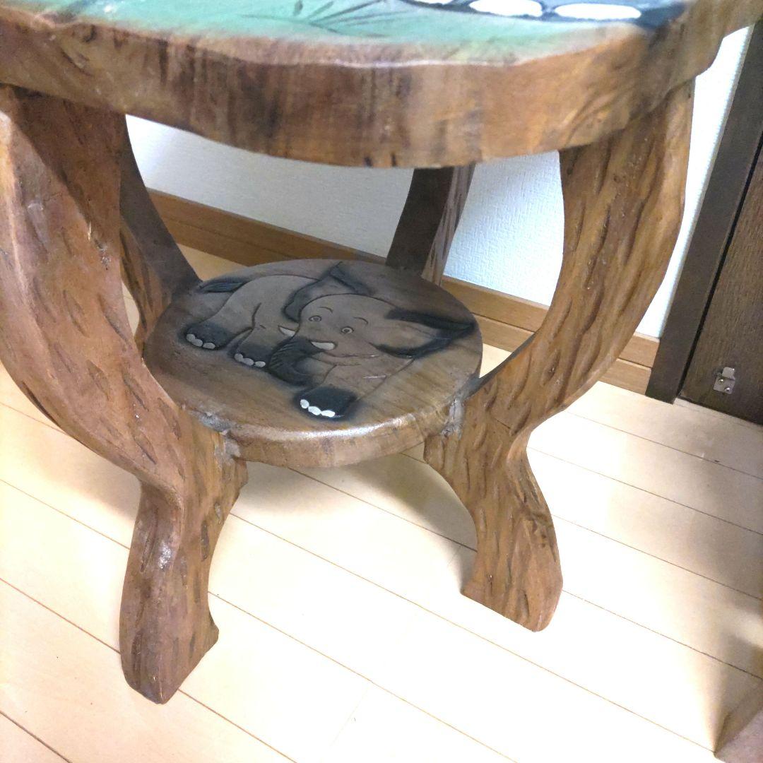 【激レア・激安】WYBW スツール と テーブル の セット 手彫り 像