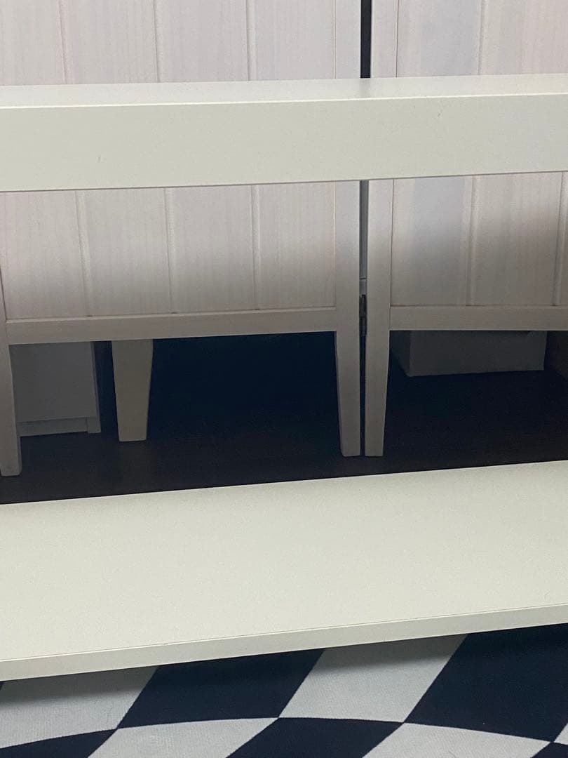 ロココ フレンチ♦️ホワイト２段シェルフ♦️ボード ベンチ シューズラック♦️送料込