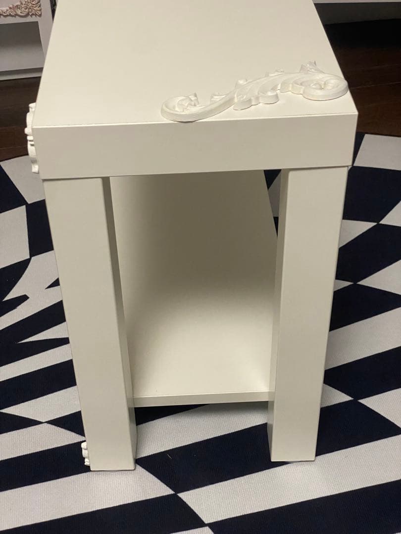 ロココ フレンチ♦️ホワイト２段シェルフ♦️ボード ベンチ シューズラック♦️送料込