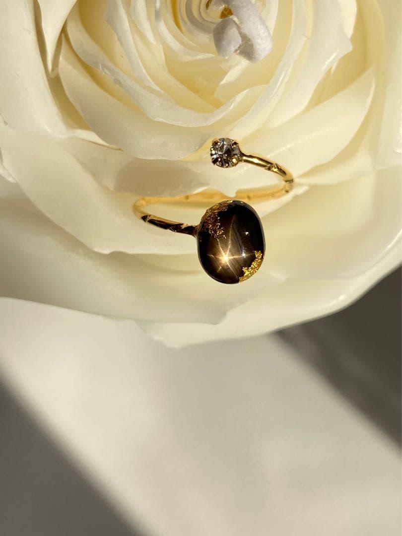 ブラックサファイアのハンドメイドリング