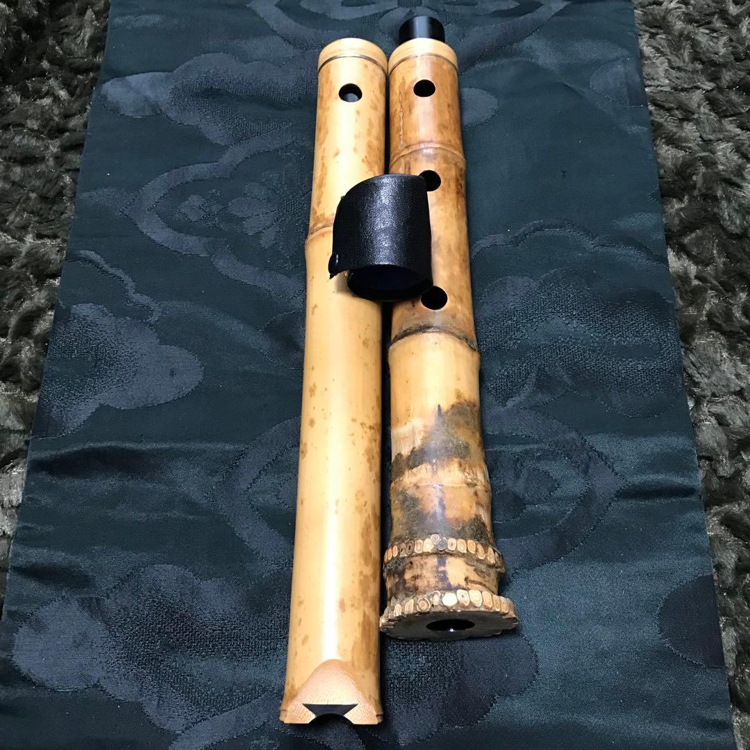 尺八 琴古流 在銘 中継ぎ緩み無し 二尺管 中継ぎ籐巻き銀三線 【音出し確認済】