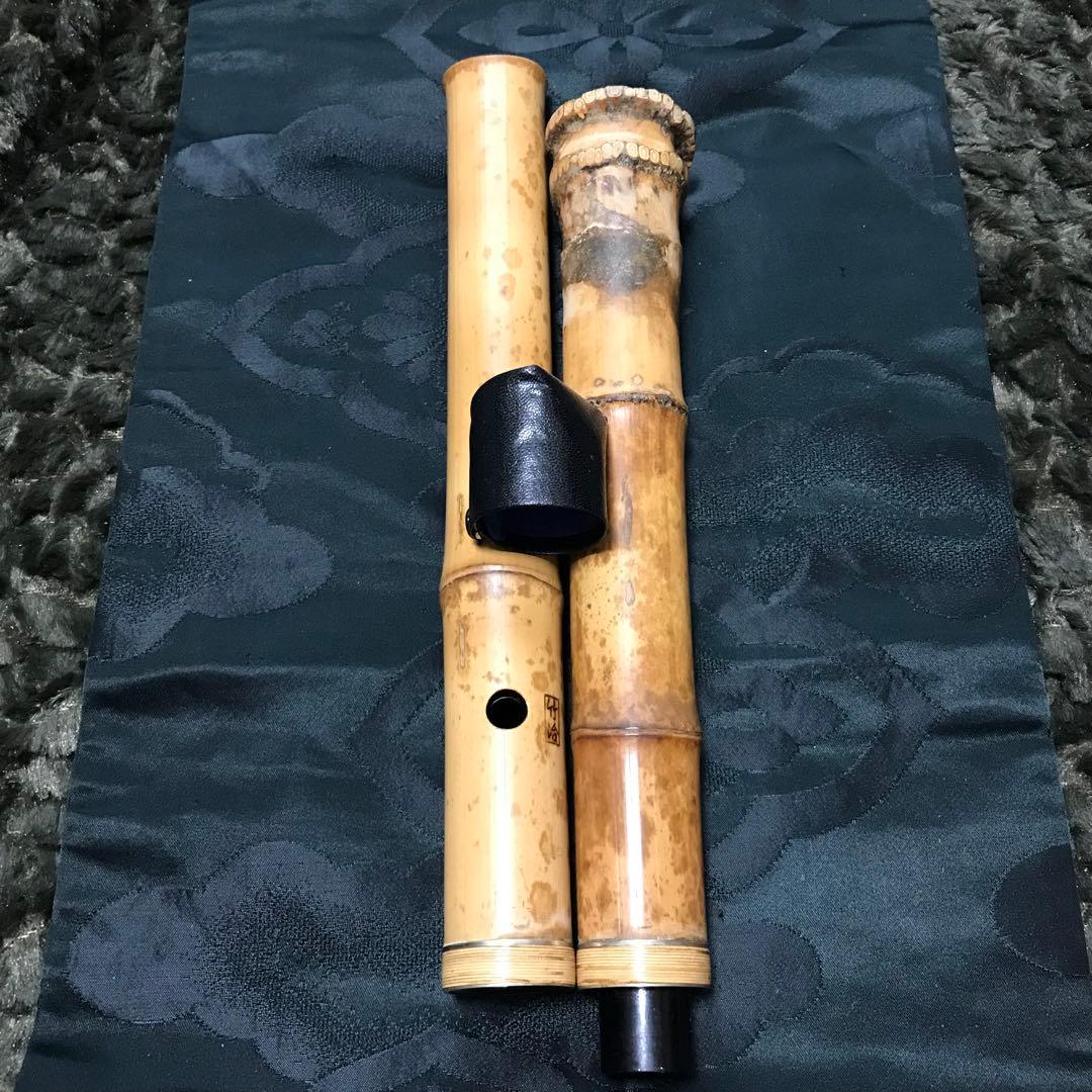 尺八 琴古流 在銘 中継ぎ緩み無し 二尺管 中継ぎ籐巻き銀三線 【音出し確認済】