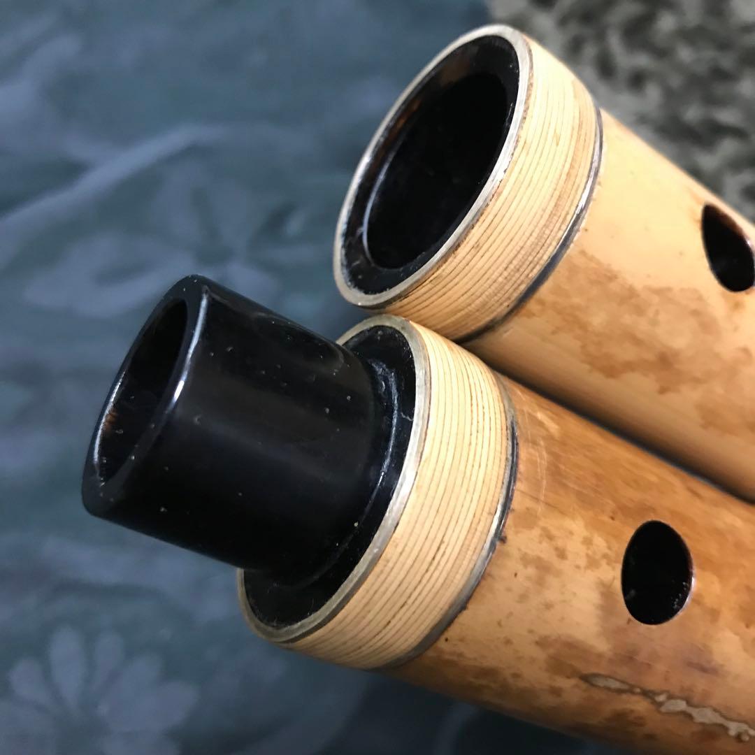 尺八 琴古流 在銘 中継ぎ緩み無し 二尺管 中継ぎ籐巻き銀三線 【音出し確認済】