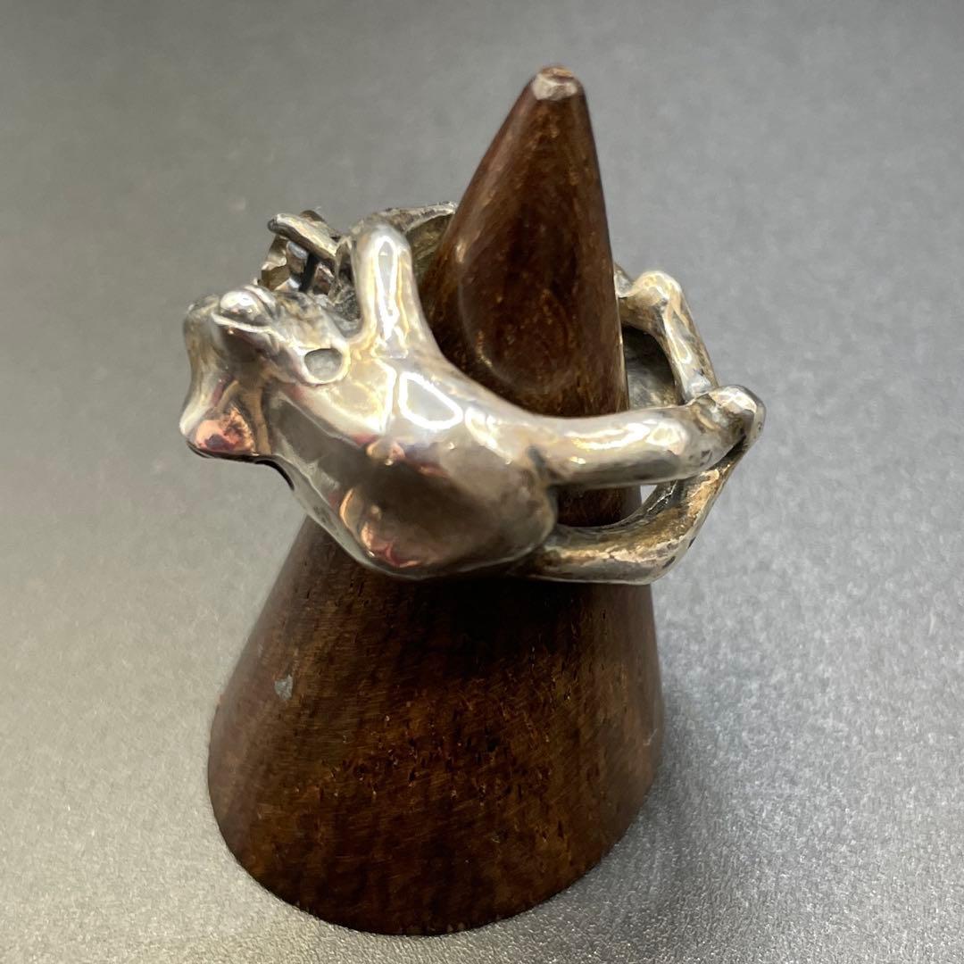 カエル シルバー925リング スモーキークォーツ silver