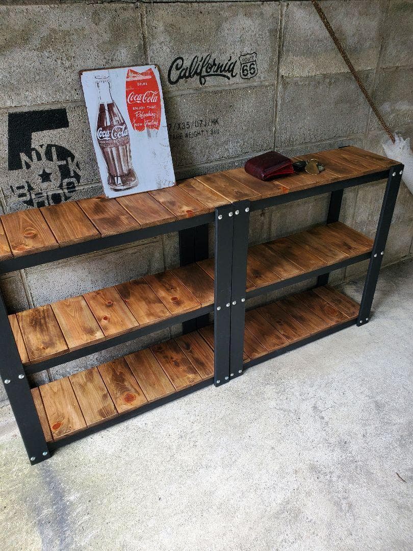 男前インテリア　棚　ハンドメイド インダストリアル　男前　シェルフ　棚　0525