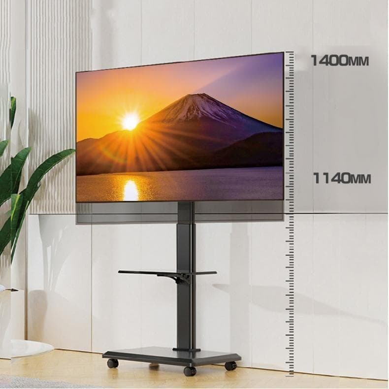 テレビスタンド テレビ台 キャスター付き 黑 耐荷重40kg 高さ調節