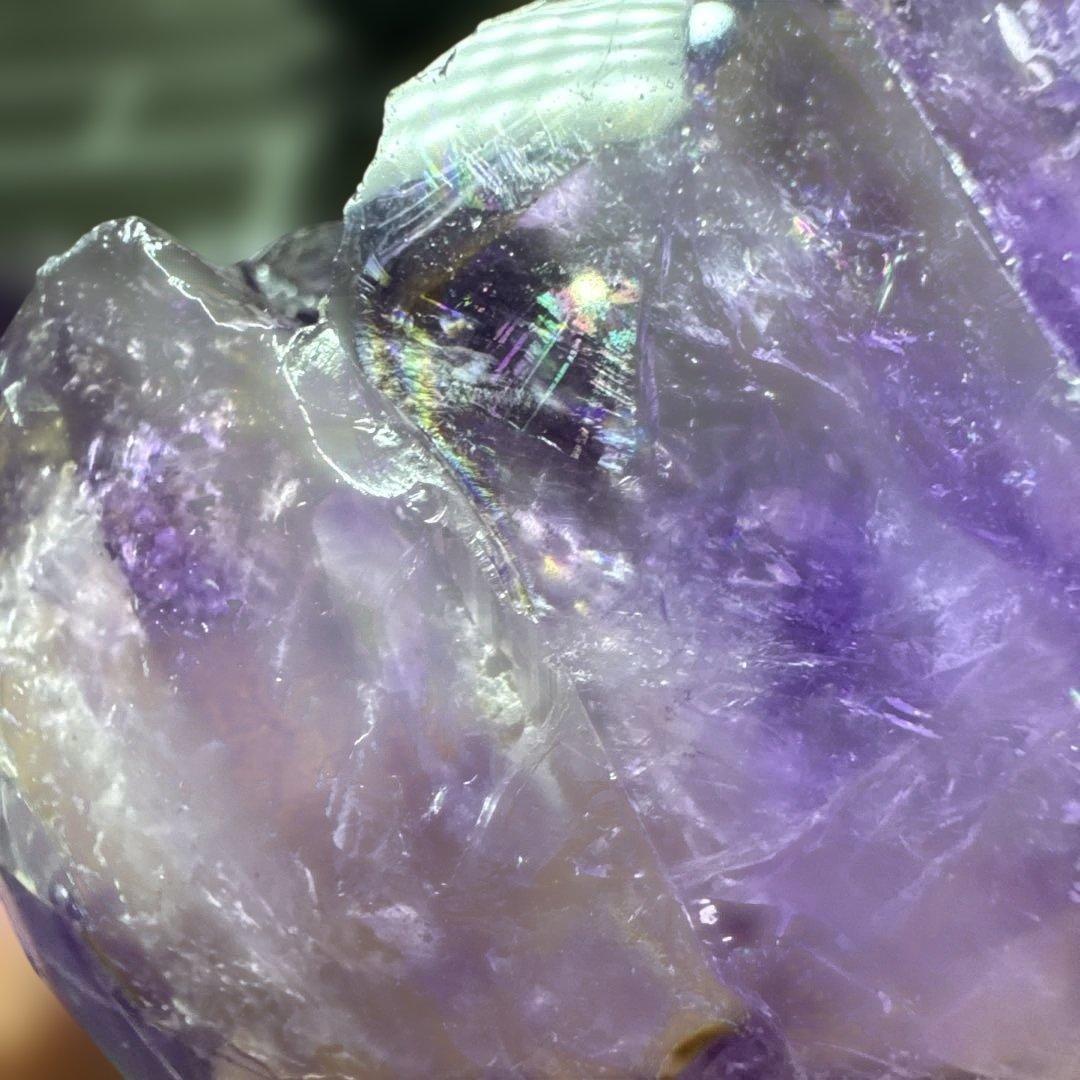 ウルグアイ産 ノーセメント アメジスト 笑い口 台座付