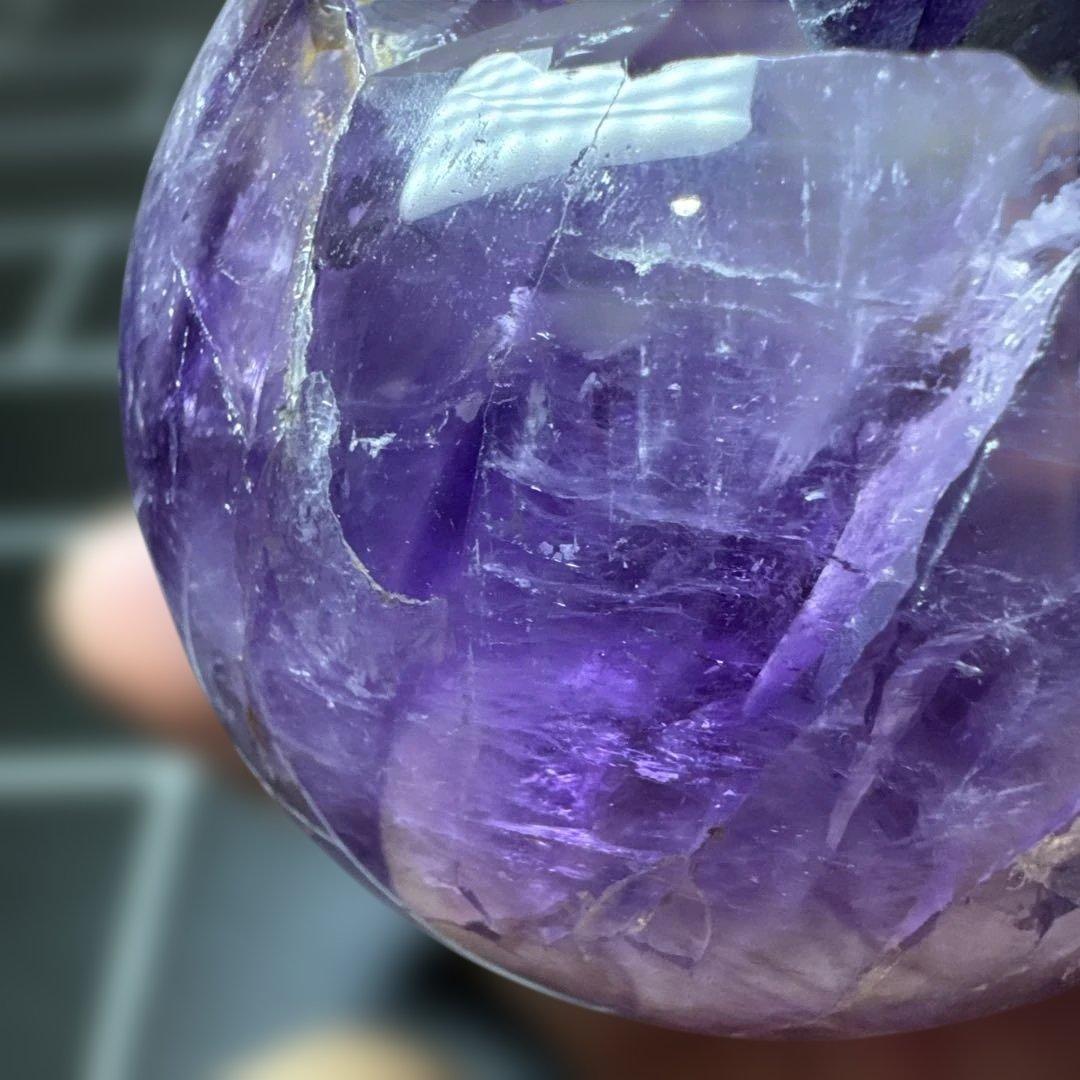 ウルグアイ産 ノーセメント アメジスト 笑い口 台座付