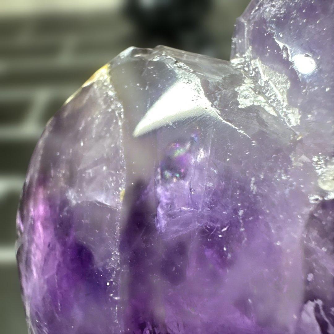 ウルグアイ産 ノーセメント アメジスト 笑い口 台座付